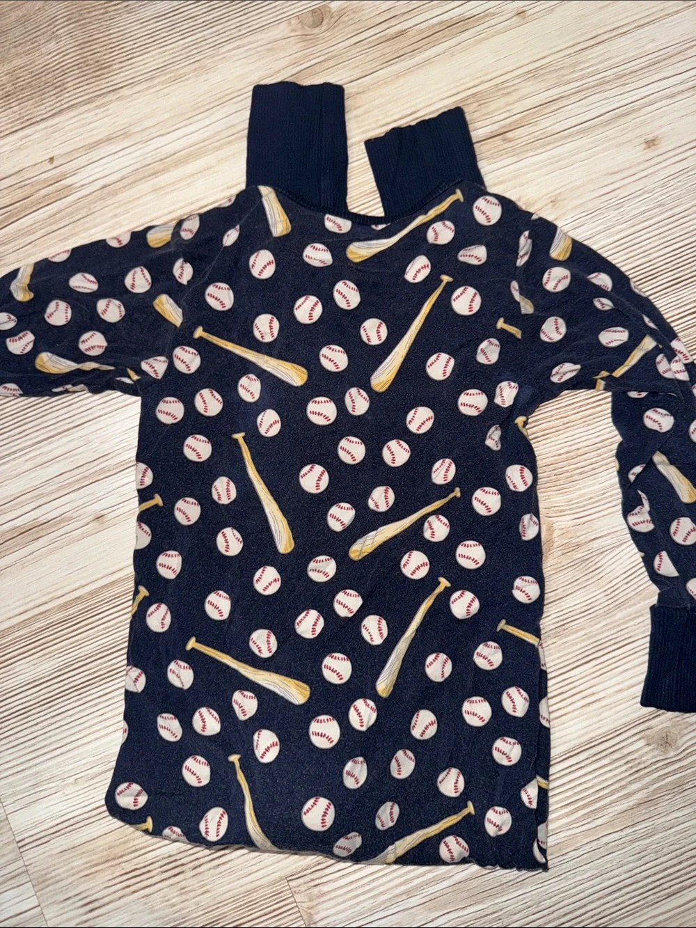 Children's Navy Baseball-Print Pajama Set